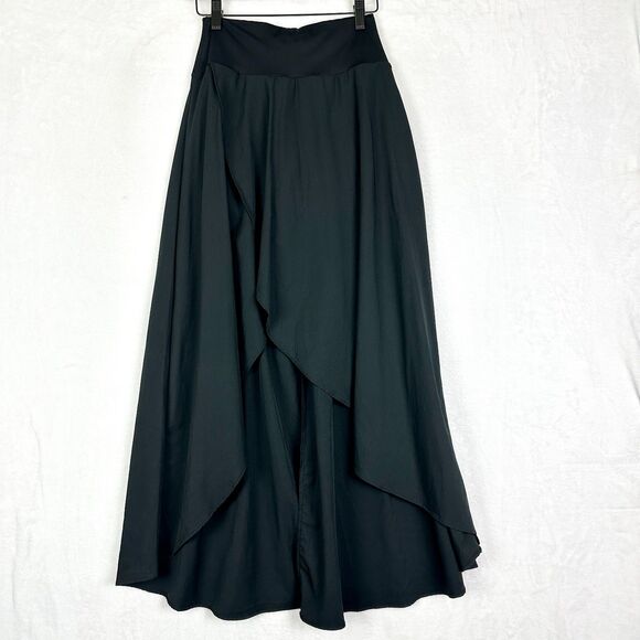 Halara Breezeful High Waisted Skirt Size XS NEW Black High Low Ruffle Flowy - Picture 3 of 7